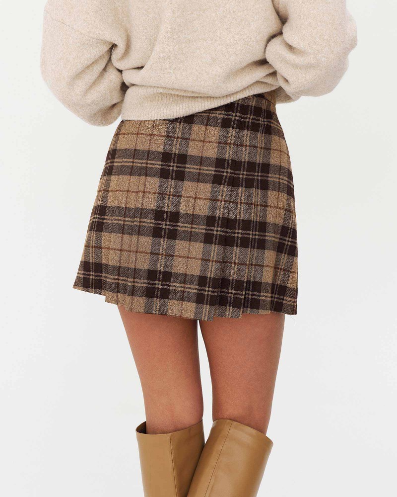 Спідниця з плісируванням та імітацією кишені від FASHIONISTA коричневий