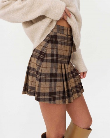 Спідниця з плісируванням та імітацією кишені від FASHIONISTA коричневий