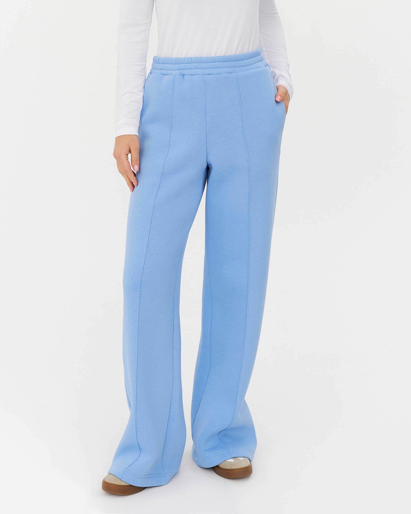 Блакитні трикотажні штани-палацо з флісом FASHIONISTA