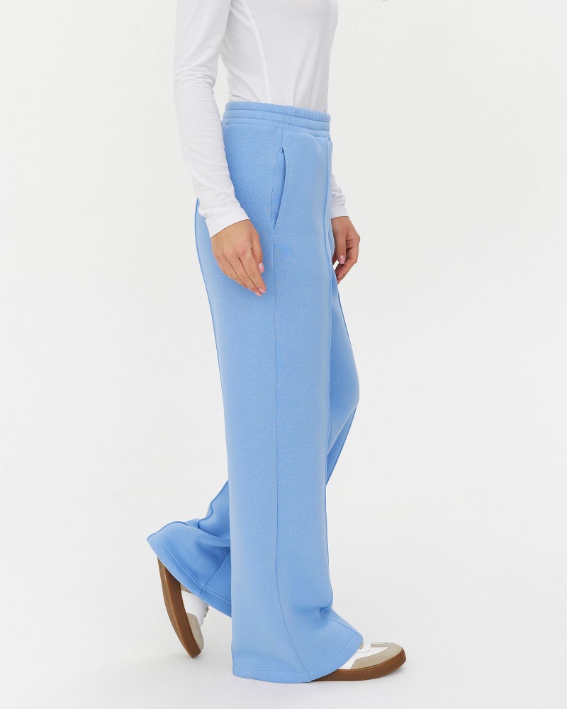 Блакитні трикотажні штани-палацо з флісом FASHIONISTA