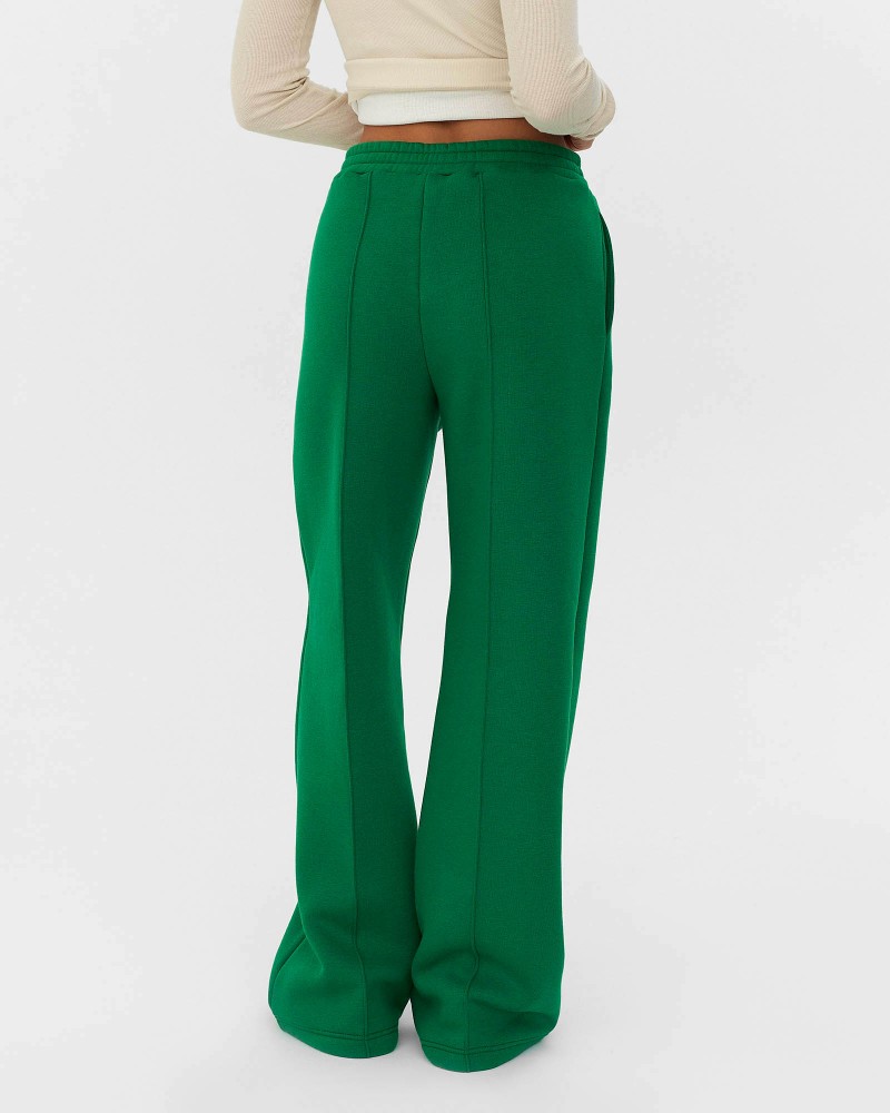 Зелені трикотажні штани-палацо з флісом FASHIONISTA