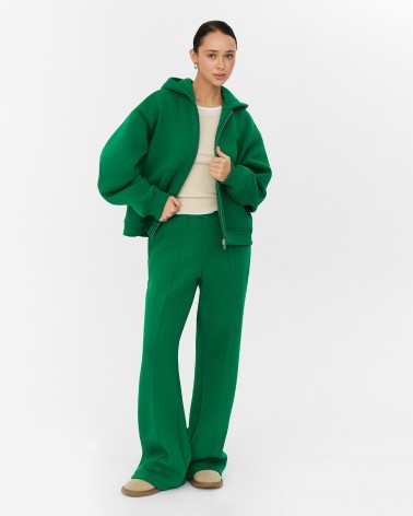 Зелені трикотажні штани-палацо з флісом FASHIONISTA