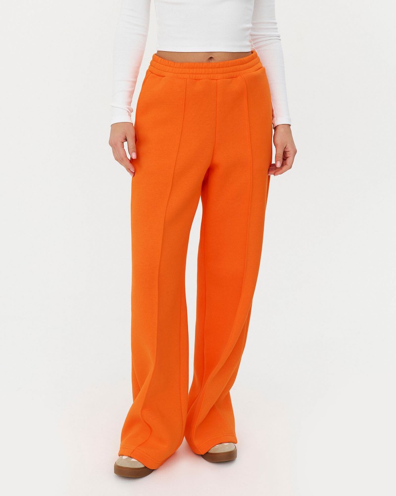 Оранжеві трикотажні штани-палацо з флісом FASHIONISTA