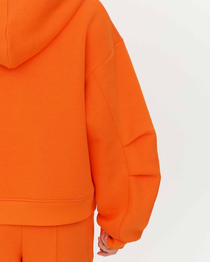 Оранжеве худі з блискавкою на флісі FASHIONISTA