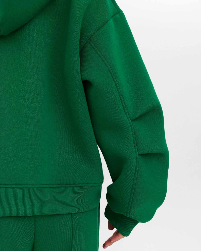 Зелене худі з блискавкою на флісі FASHIONISTA