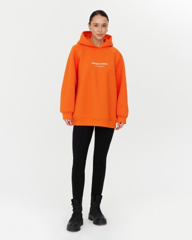 Оранжеве трикотажне худі з написом FASHIONISTA