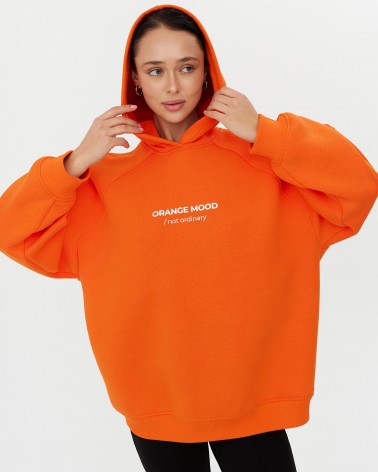 Оранжеве трикотажне худі з написом FASHIONISTA