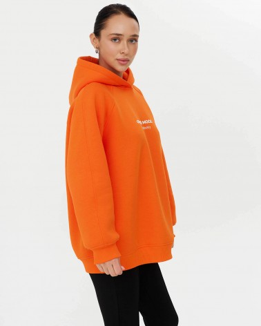 Оранжеве трикотажне худі з написом FASHIONISTA