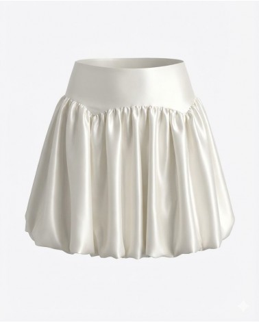 Спідниця-балон сатинова з декоративним поясом
 від FASHIONISTA молочний