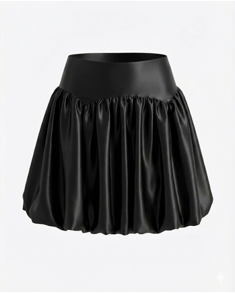 Спідниця-балон сатинова з декоративним поясом
 від FASHIONISTA чорний