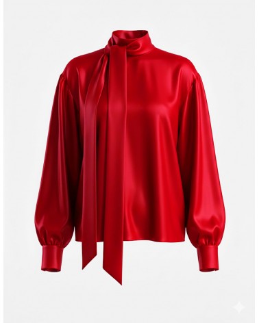 Червона блуза Linora із зав'язкою FASHIIONISTA