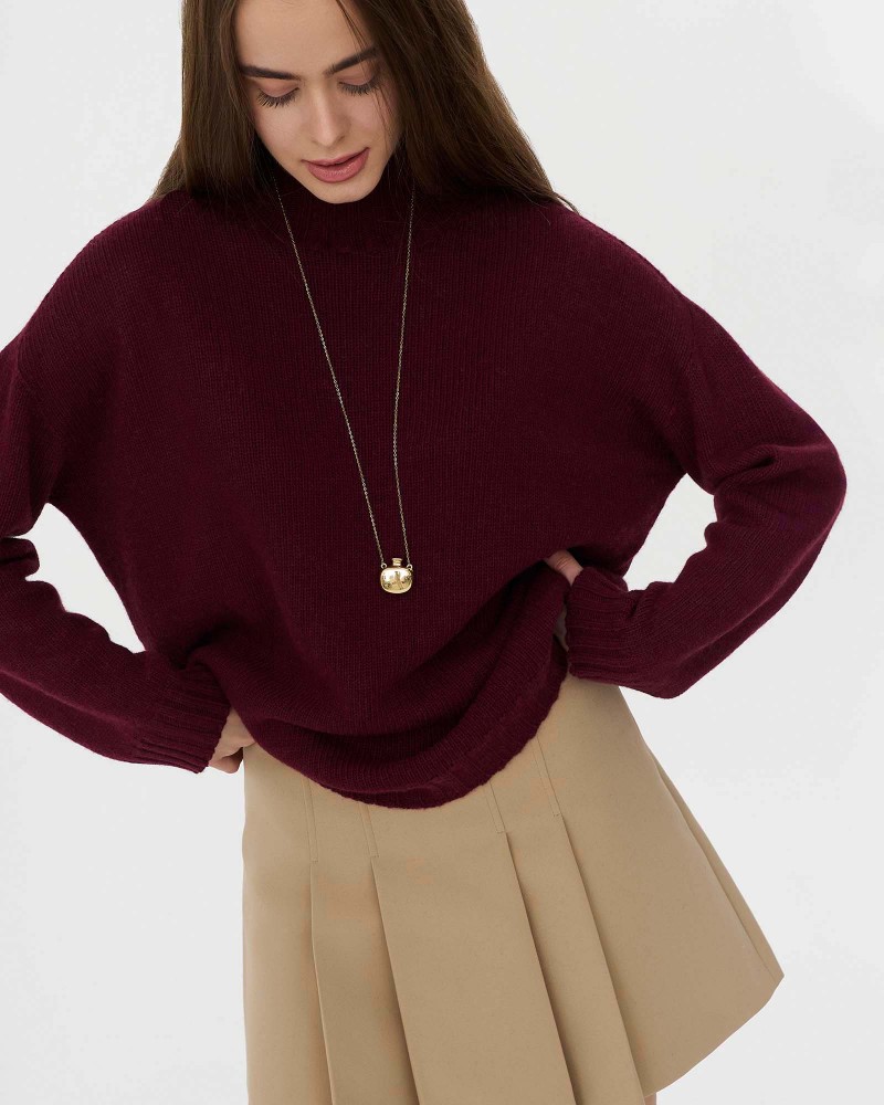 Бордовий светр з вовною мериноса FASHIONISTA