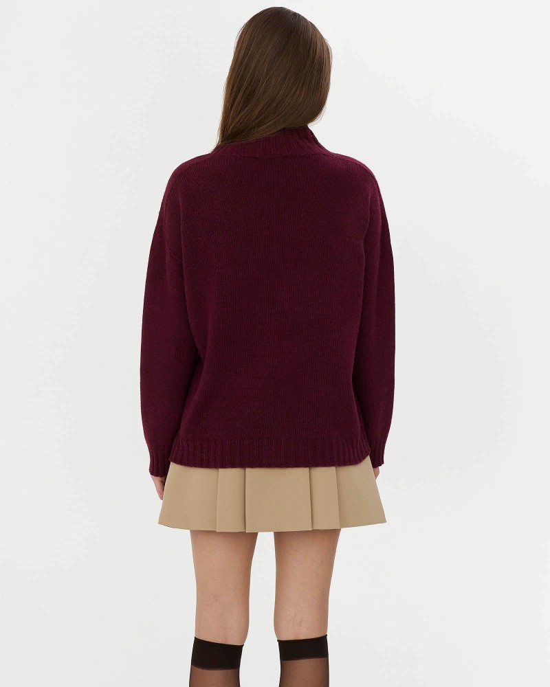 Бордовий светр з вовною мериноса FASHIONISTA