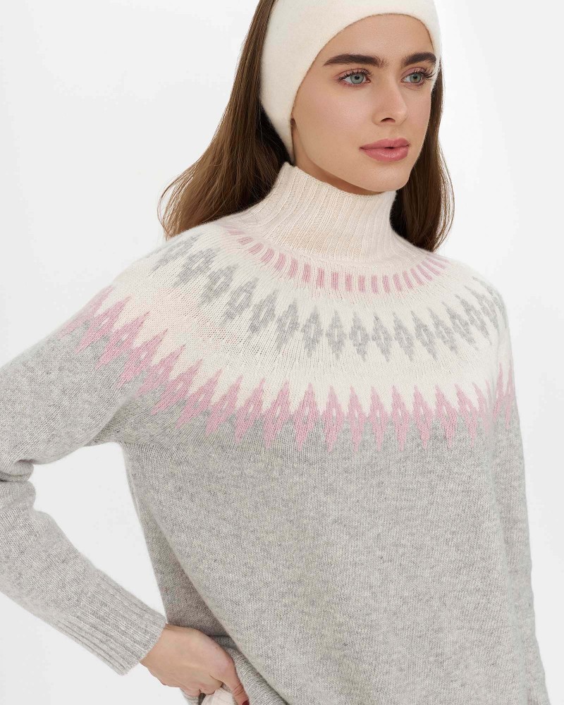 Сірий светр з візерунком з вовною мериноса FASHIONISTA