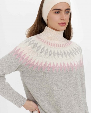 Сірий светр з візерунком з вовною мериноса FASHIONISTA