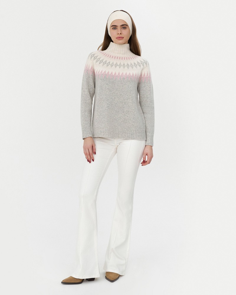 Сірий светр з візерунком з вовною мериноса FASHIONISTA