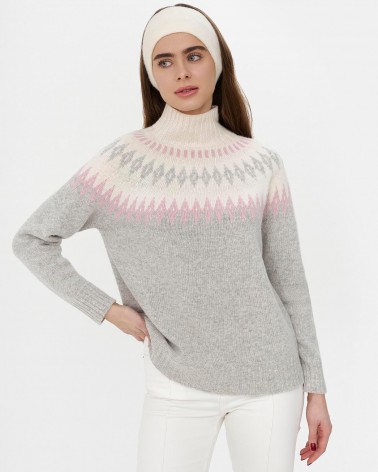 Сірий светр з візерунком з вовною мериноса FASHIONISTA