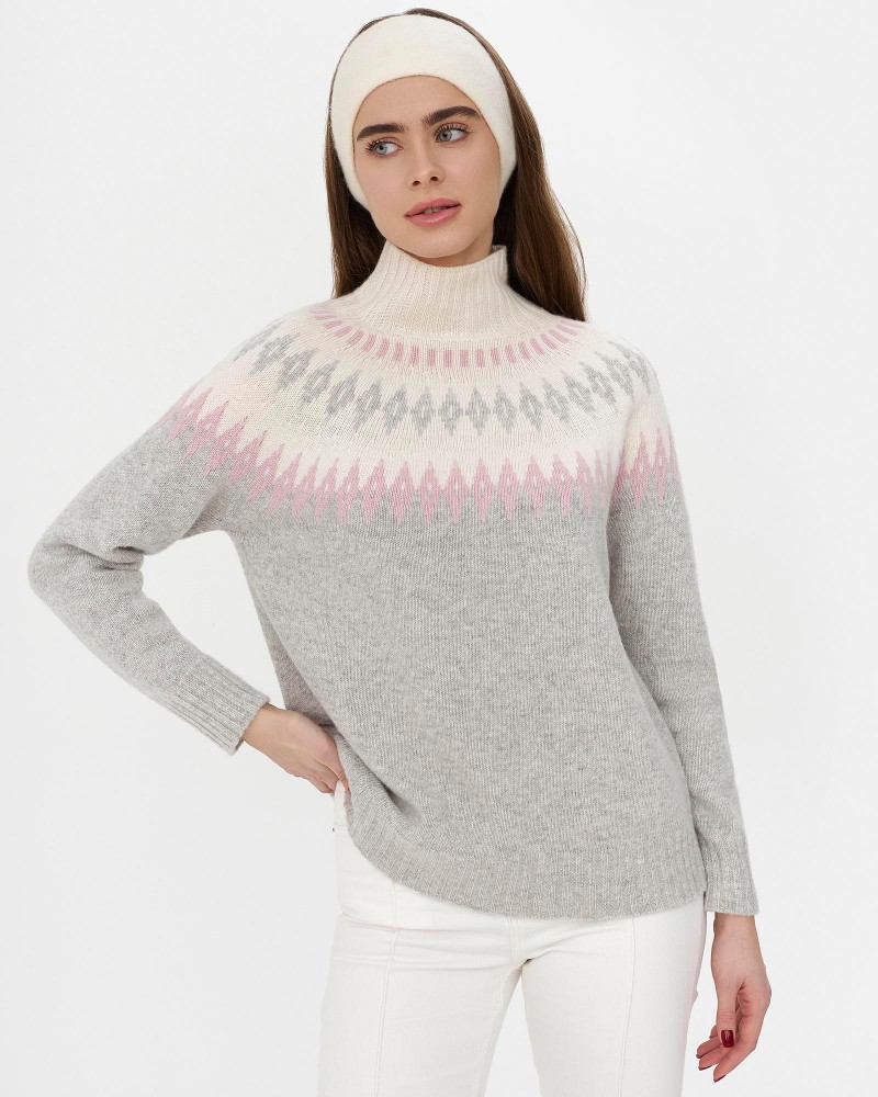 Сірий светр з візерунком з вовною мериноса FASHIONISTA