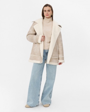 Світло-бежева дублянка з широким коміром FASHIONISTA