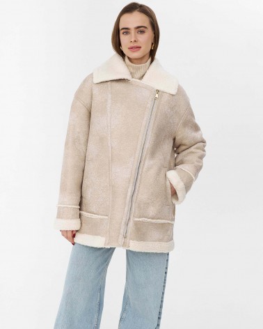 Світло-бежева дублянка з широким коміром FASHIONISTA
