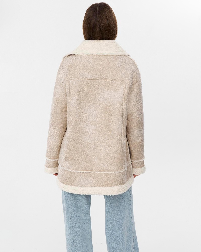 Світло-бежева дублянка з широким коміром FASHIONISTA