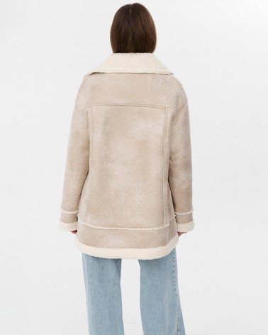 Світло-бежева дублянка з широким коміром FASHIONISTA