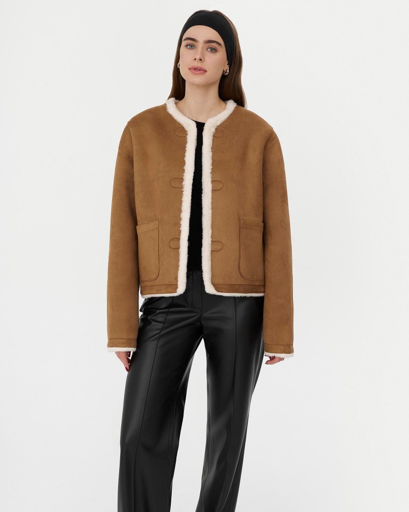 Молочна дублянка з металевими застібками FASHIONISTA