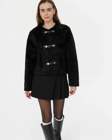 Чорна дублянка з металевими застібками FASHIONISTA