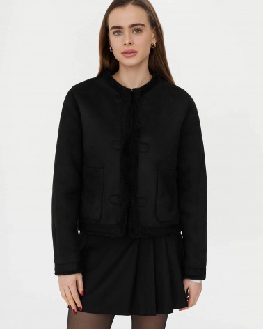 Чорна дублянка з металевими застібками FASHIONISTA