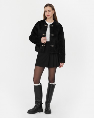 Чорна дублянка з металевими застібками FASHIONISTA