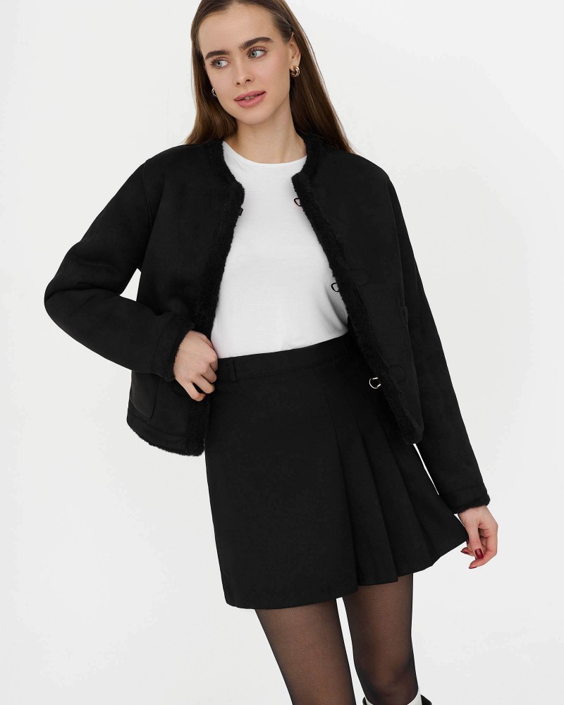 Чорна дублянка з металевими застібками FASHIONISTA