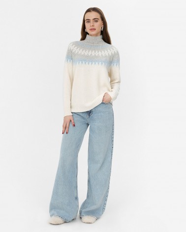 Молочний светр з візерунком з вовною мериноса FASHIONISTA