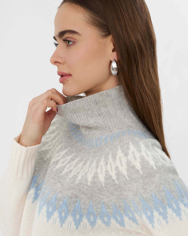 Молочний светр з візерунком з вовною мериноса FASHIONISTA