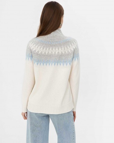 Молочний светр з візерунком з вовною мериноса FASHIONISTA