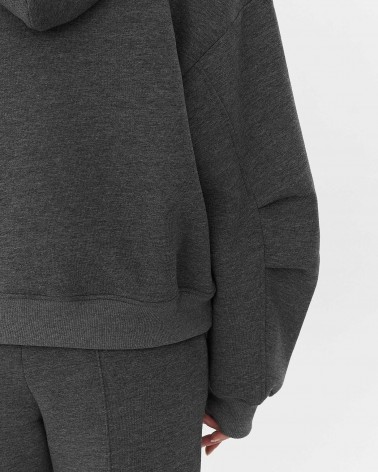 Темно-сіре худі з блискавкою на флісі FASHIONISTA