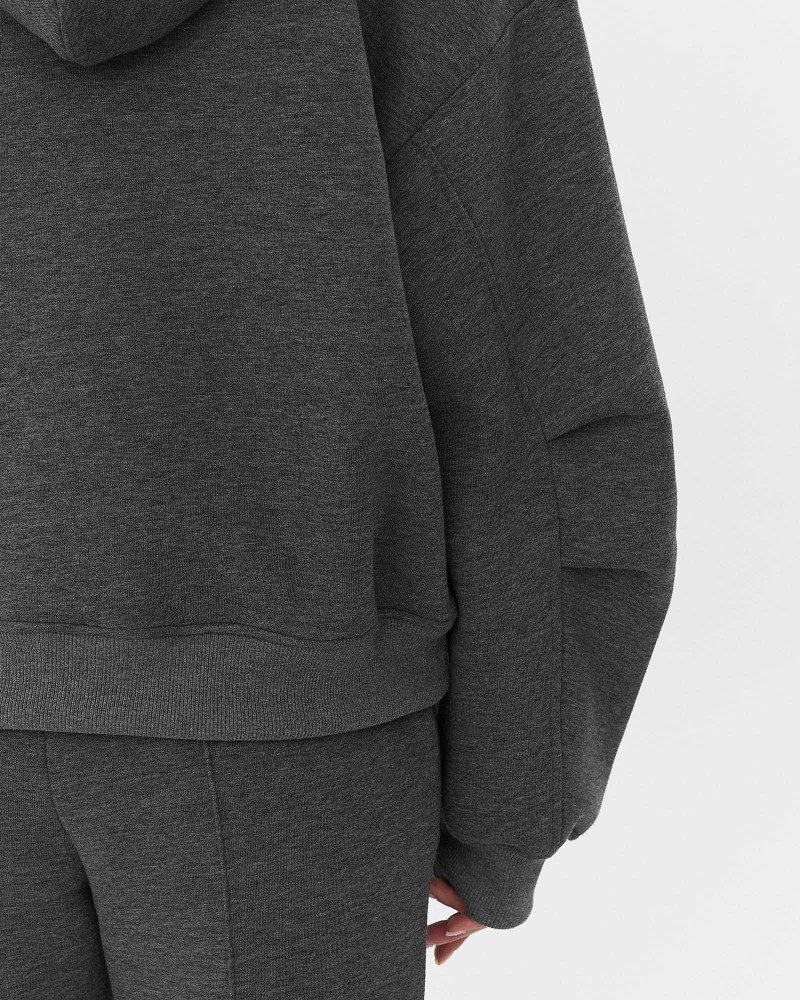 Темно-сіре худі з блискавкою на флісі FASHIONISTA