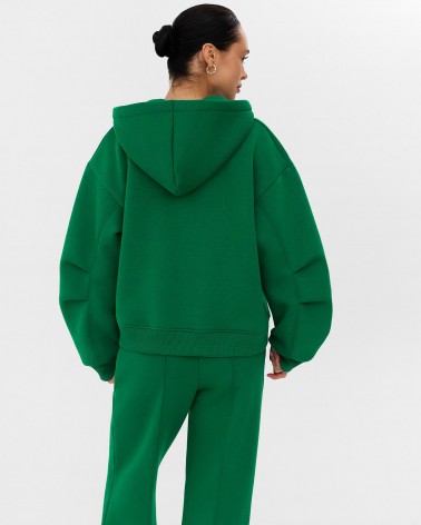 Зелене худі з блискавкою на флісі FASHIONISTA