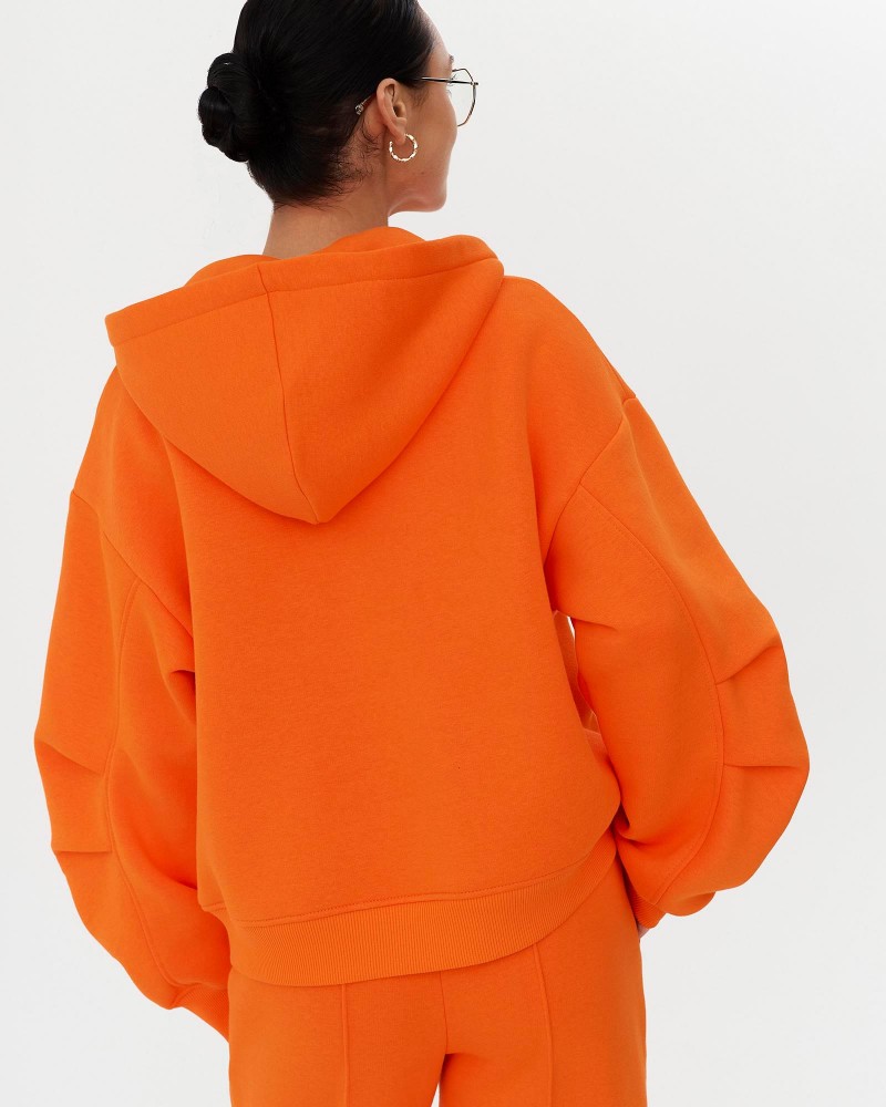 Оранжеве худі з блискавкою на флісі FASHIONISTA