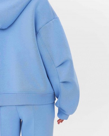 Блакитне худі з блискавкою на флісі FASHIONISTA