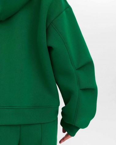Зелене худі з блискавкою на флісі FASHIONISTA