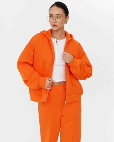 Оранжеве худі з блискавкою на флісі FASHIONISTA
