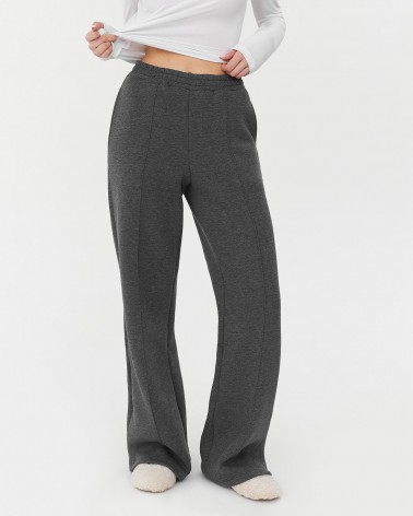 Темно-сірі трикотажні штани-палацо з флісом FASHIONISTA