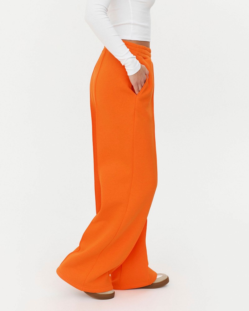 Оранжеві трикотажні штани-палацо з флісом FASHIONISTA
