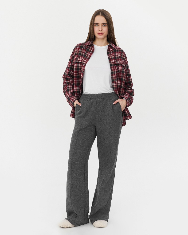 Темно-сірі трикотажні штани-палацо з флісом FASHIONISTA