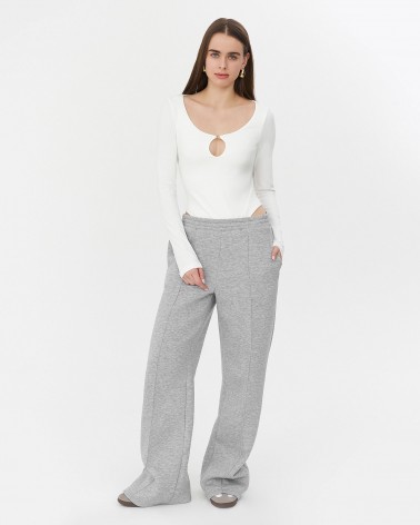 Сірі трикотажні штани-палацо з флісом FASHIONISTA