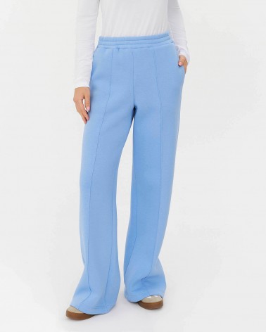 Блакитні трикотажні штани-палацо з флісом FASHIONISTA