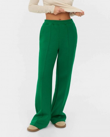 Зелені трикотажні штани-палацо з флісом FASHIONISTA
