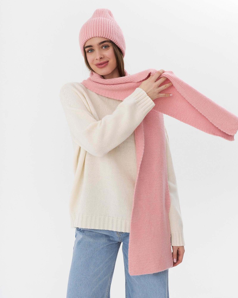 Рожева в'язана шапка із закотом FASHIONISTA