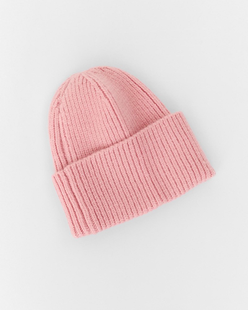 Рожева в'язана шапка із закотом FASHIONISTA