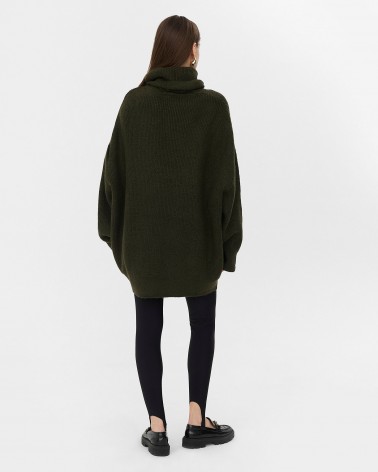 Подовжений светр крою оверсайз FASHIONISTA кольору хакі